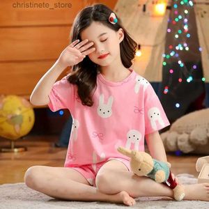 Pajamas Summer Children's Pajamas Short Sleeve Pajamas Kids T-Shirt+Shorts 2pcs Cartoon Pajamas for Girls Boy Baby Sleepwear Wear R231214