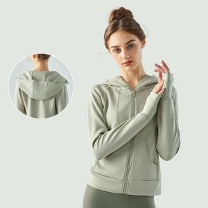 Lu Lu Casaco com capuz Align Casaco com capuz com esporte Yoga Lemon LL Jaqueta outono e inverno com capuz Ginásio Top Correndo Roupas de ciclismo Fino Casual Moda Moletom