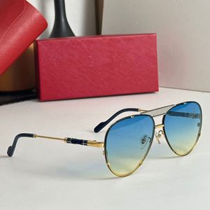 Hot selling high-end Mens brand branded sunglasses designer CT0436 mens womens new pilot metal frame gradient blue lenses fashiona driving sunglasses with boxs