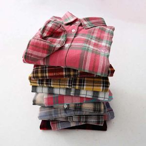 Blusas femininas camisas femininas outono tamanho grande M-4XL tecido lixa flanela xadrez blusas casuais primavera camisas quentes tops tecido de algodão xadrez lixado YQ231214