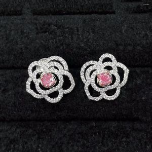 Stud Earrings CNZX2023 Pink Diamonds 0.36ct 18K White Gold Nature Female Studs For Women Fine