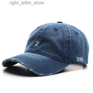 Bola Caps D T 2022 Nova Moda Multi-cor Rasgado Denim Z Marca Ajustável Casual Era Estilo Minimalista Ao Ar Livre Boné de Beisebol YQ231214