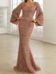 Urban Sexy Dresses 2023 New Women Luxury Evening Robe Sexig Flare Sleeve Sequin Party Gowns Sparkly Mermaid Long Dress Formal Cocktail Host Dress T231214