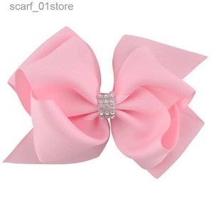 Headwear Hair Accessories 20 Color 6 Inch Girls Luxury Rhinestone Bowknot Hair Clips Children Grosgrain Ribbon Hair Bow Hairpins Headwear Hair AccessoriesL231214