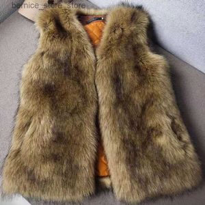 Men's Fur Faux Fur Winter Fake Fur Vest For Men Warm Fashion Casual Loose Short Gilet Waistcoat Coat Imitation Hair Sleeveless Jackets Man 2023 Q231212