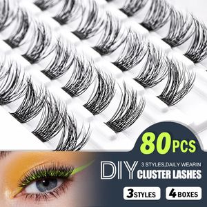 Falsche Wimpern EASITENSION 80 Stück DIY Wimpern-Cluster-Wimpern Einzelne Wimpern-Cluster Strähnen Dickes russisches wiederverwendbares Volumen-Nerz-Bündel 231213