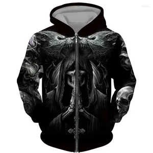 Erkek Hoodies Fashion 3d Baskılı Siyah Hoodie/Ceket UNISEX Gotik fermuar Sweatshirt Kişilik Pullover Sokak Giyim