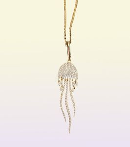 New Micro Crystal Jellyfish Luxury Clavicle Chain Necklace Ocean Tropical Design Tassel Gold Color Woman Necklace Zk30 X07073262054028473