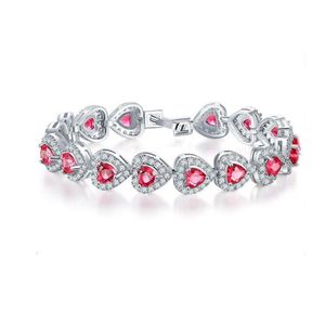 LuckyShine Christmas Day Two Pieces Lot 925 Silver Plated FashionForward Heart Red Green White Topaz Crystal Armband B1058303Q