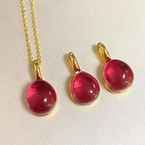 Halskette-Ohrringe-Set, 2 Stück/Set, klassischer Schmuck, 12 x 10 mm und Wassertropfen-Kristall, Amethyst, Rot, Blau