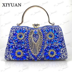 Kvällspåsar Xiyuan Diamond Evening Clutch Bag For Women Wedding Golden Clutch Purse Chain Shoulder Bag Liten Party Handväska med metallhandtag T231214