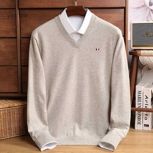 Men's Sweaters Cashmere Sweater Pullover V-neck Men's Autumn Winter Cashmere Woollen Warm Jumper Pull Homme Man Hombres Sweater Plus Size 5XLL231123