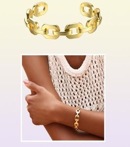 Enfashion Pure Form Medium Link Chain Cuff Armband Bangles For Women Gold Color Fashion Jewelry Pulseiras BF182033 V7693318