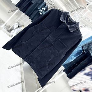 xinxinbuy 2024 Herren Designer Mantel Jacke Muster Prägung Brief Langarm Hose Denim Damen Weiß Khaki Schwarz Blau M-2XL