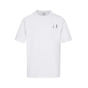 Camisetas masculinas com estampa de bordado, gola redonda de algodão, negócios e camisetas casuais de manga curta
