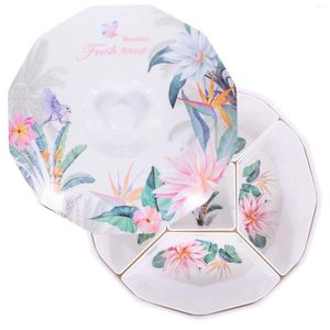 Dinnerware Sets Sorting Tray Compartment Reusable Serving Trays For Fruit Platter Appetizer Parties Vegetable With Lid