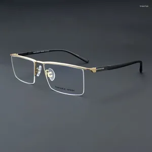Óculos de sol quadros de alta qualidade titânio meia armação para óculos masculinos miopia óculos em prescrição óptica óculos rack comercial 9786