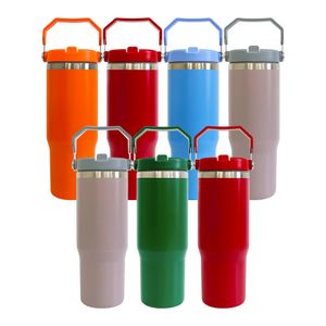 USA Warehouse Bad Boy's School Tumbler Vakuumisolerade dubbla muromgärdade rostfritt stål Flip Straw 30 oz män tumlare med handtag utomhussporter för kalla drycker