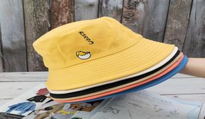 HARAJUKU CARTOON PRINT BUCHET HAT FISHERMAN CAPS SEAURE MODE KVINNER Djurbroderier Bob Cotton Outdoor Beach Sun Hats breda BR7620474