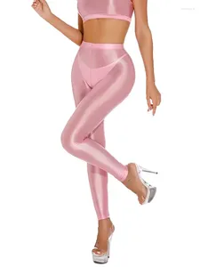 Frauenhose Hochelastische Wickel Hüftstift glänzende glänzende Shapewear -Hosen Frau Kleidung Auftrieb Bulggings sexy