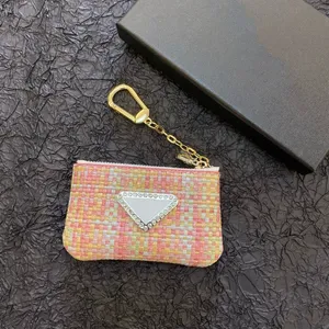 Unisex Womens Men Designer Triangle Keychain Bag Fashion Coloured Woven Purse Keyrings Pouch Mini Wallets Coin Credit Card Holder Keychains & Lanyards New 464