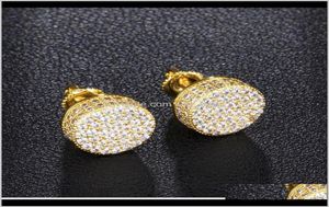 Dz Mens Hip Hop Iced Out Micro Paved Cz Round Earrings For Male Party Jewelry Brincos Cgtix Hbprt7241858