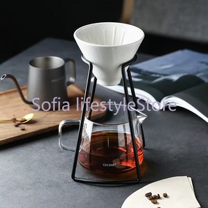 Kaffeefilter 60° Espressofilter Wiederverwendbare Keramik Tropftrichter Tropfmaschine mit Halter Coffeeware Kaffeezubehör y231214