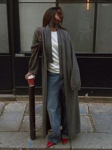 Kobiety damskie eleganckie luźne solidne kardigan z długim rękawem płaszcza swobodna koronkowa kurtka kołnierzowa 2023 jesień zima moda High Street