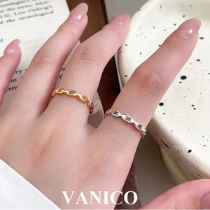 Fedi nuziali Anello a catena Anello in argento sterling 925 placcato oro 18 carati Fasce semplici impilabili Anelli aperti regolabili per donna 231214