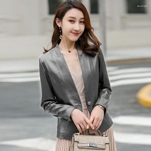 Women's Leather 2023 Fashion High Quality Real Jackets Women Spring Autumn Genuine Sheepskin Coat Female Tops Mujer Chaque