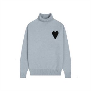 アミスカーディガン2023パリファッションデザイナージャンパープルメンズセータータートルネックamisweater love embroideryルーズフィットセーターブランドユニセックストー