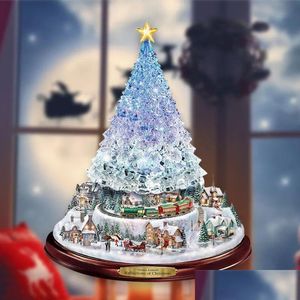 Decorações de Natal Árvore Rotativa Scpture Trem Colar Janela Adesivos Inverno Decoração de Casa 18 Gota Entrega Jardim Festa Festiva Dhxjo