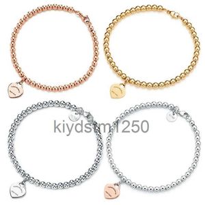 Netto 100% 925 silver 4mm rund pärla kärlek hjärtformad armband kvinnlig förtjockad bottenplätering för flickvän souvenir present mode charm smycken ktq3