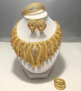 Örhängen halsband lyxiga dubai smycken uppsättningar för kvinnor guldfärg etiopiska hängen halsband Mellanöstern arabiska afrikanska bröllop6905708