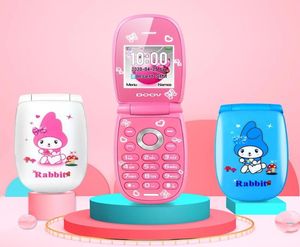 Mini Clamshell Mobile Telefon 144 Hands Earphone Cellphone Kids Cartoon Single Sim Mp3 Bluetooth Small Flip Sweet Girl for Child9151274