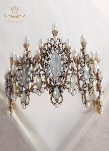 Bavoen Top Qualität Elegante Retro Barock Bräute Haarbänder Krone Natur Perlen Hochzeit Tiara Kopfschmuck Prom Haar Zubehör T19063984884