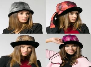 Stoc Focus Women Mosaic Cloche Burce Bell Kształt kapelusz kapelusz kapelusz moda tweed faux fur jesień zima gruba ciepła styl3748844