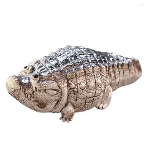 Tea Pets Retro Color Pet Decoration Handmade Ceramic Crocodile Statue Chubby Figurine Ornament Set For Ceremony