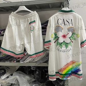 Mäns casual skjortor Casa Tennis Club Casablanca White Men Women Hawaiian Shirts Tee T231214