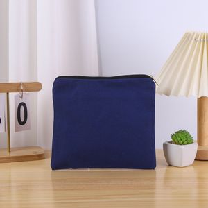 10pcs Coin Purses 12OZ Canvas Plain Large Capacity Square Short Clutch Storage Bag