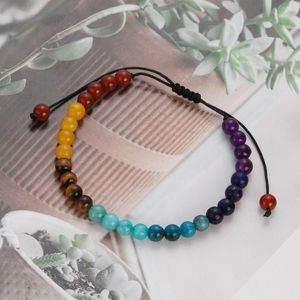 Strand Multicolor 7 Chakra Pärlor Armband 6/8mm natursten Kristallläkande ångestsmycken Kvinnor Män Yoga Meditation Gåva