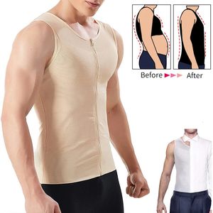 Men's Body Shapers Mens Slimming Body Shaper Gynecomastia Compression Shirts Tummy Control Shapewear Waist Trainer Chest Abs Slim Vest Male Corset 231213