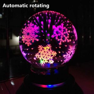 Nattljus Dropship 3D pläterat 12 cm roterande projektionslampa Dragonfly/Snowflake/Elk/Christmas Colorful Glass Night Light Holiday Gift YQ231214