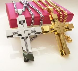 Mäns halsband 316L rostfritt stål Jesus Kristus hänge vit/guld/rolo kedje smycken 4mm 24 tum3989272