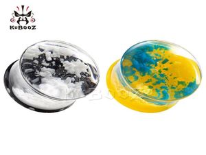Kubooz Acrylic White Yellow Blue Snowflakes Ear Tunnels Plugs Earring Body Jewelry Piercing Gauges Expanders Stretchers Whole 9104410