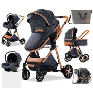 Strollers# Royal Luxury Baby 3 In 1 Stroller High Landscape Folding Wagen Pram Carriage Portable Travel Cars Drop Delivery Baby, Kids Dhw0G