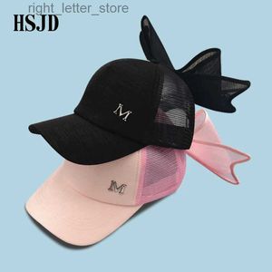 Ball Caps Snapback Big Bowknot Net Baseball Cap Female M mark Pink Mesh Hat with Bow Summer Women's Caps Brand Adult Visor Women Sun Hats YQ231214