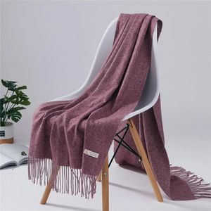 Halsdukar solid kashmir pashmina vacker vinter varm halsduk liten rutig kvinnor sjal lång tofs fläckar färg wraps mjuk känsla 231214