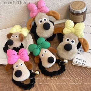 Headwear Acessórios para o cabelo Nicho Coreano Intestino Grande Círculo Boneca Cabeça Corda Acessórios para o cabelo Não machuca o cabelo Faixas de borracha Trança de cabelo Cute Dog PlushL231214