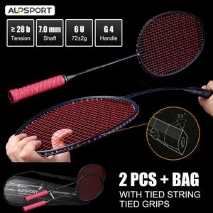 バドミントンストリングALP XHP 2PCS 6U 72G ULTRALIGHT G4 T700 100オリジナルフルカーボンファイバー2230LBSストリングプロフェッショナルラケットバッグ231213